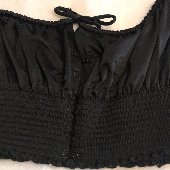 Black satin smocked bustier top - Picture 4 of 4